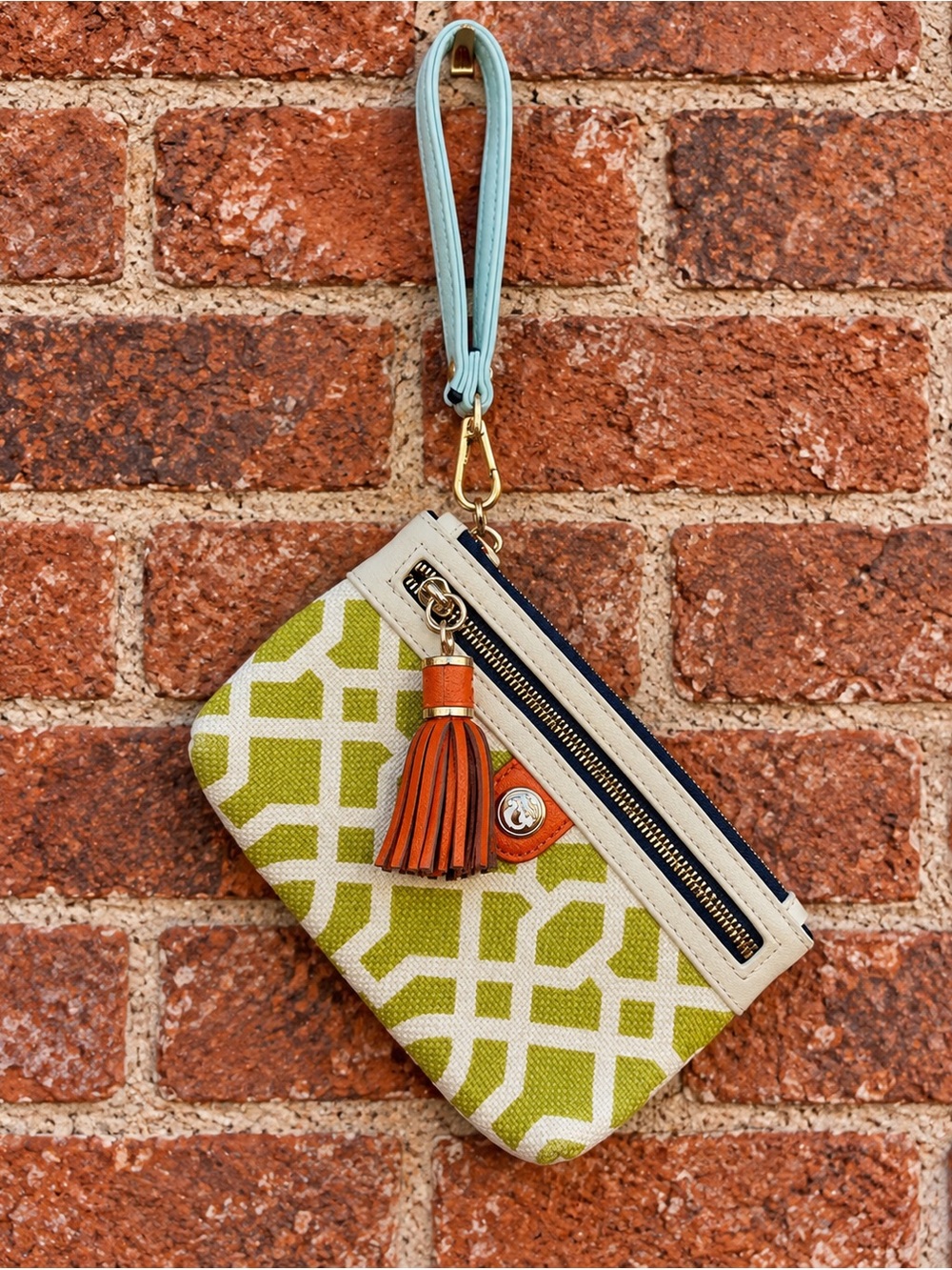 Spartina 449 Geometric Print Wristlet Clutch with Tassel